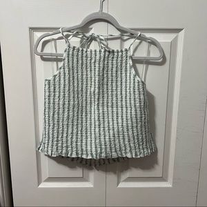AMERICAN EAGLE SMOCKED STRIPED HALTER TOP | XL